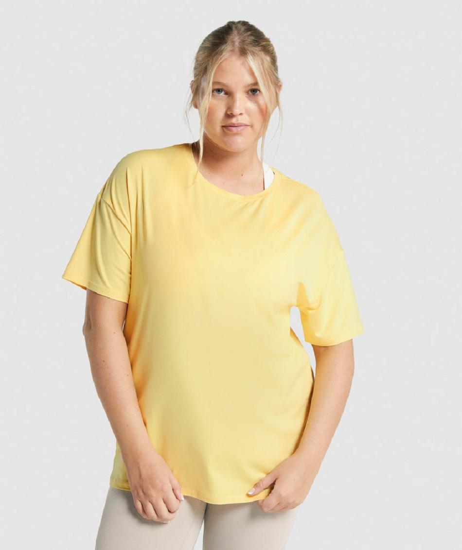 T Shirts Damskie Gymshark Whitney Oversized Żółte | PL 3026GSO